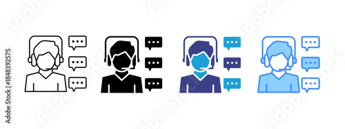 Call Center Agent icon set multiple style collection