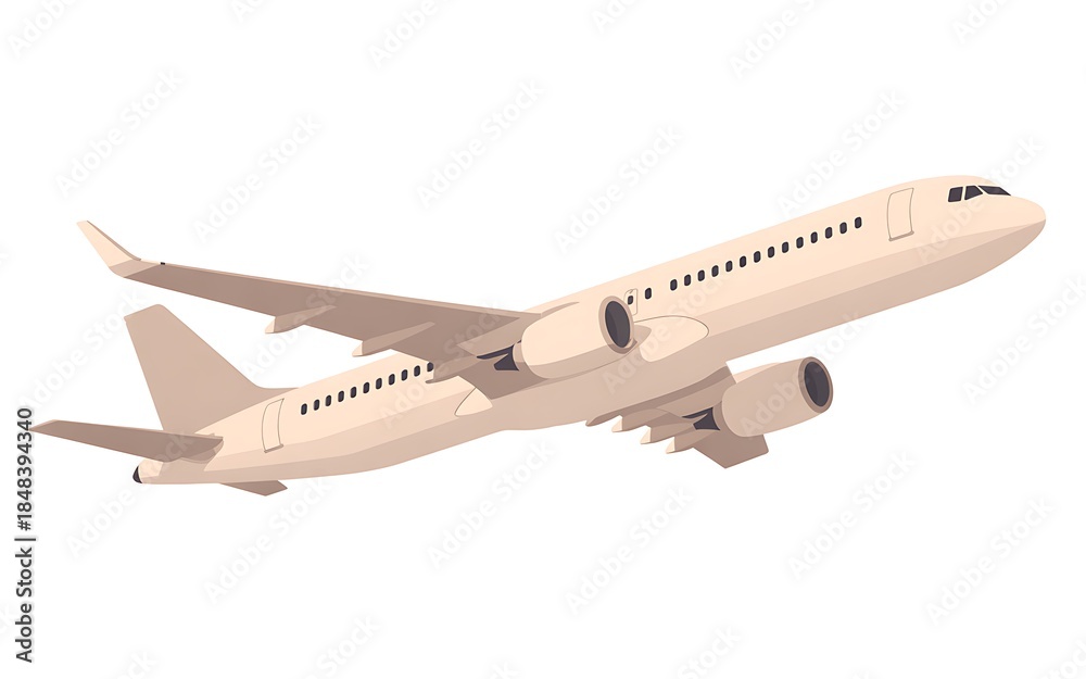 Fototapeta premium Airplane flying in the sky isolated on white background