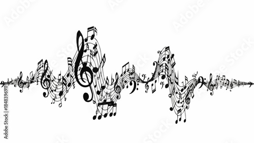 Abstract Musical Notes Waveform Sound Design.
