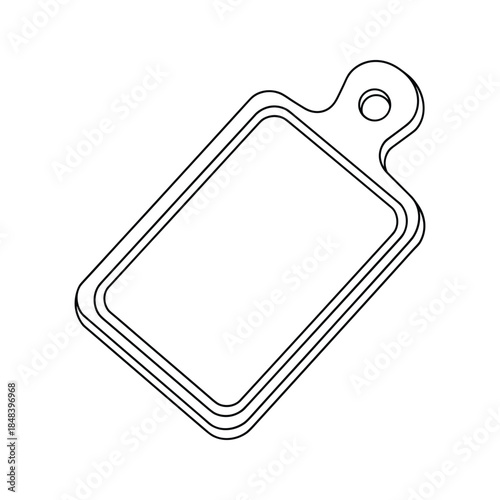 Simple line drawing of a rectangular tag with a hole