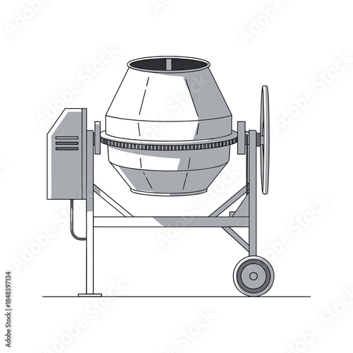 Concrete mixer machine illustration on white background