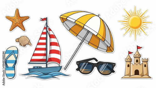 Summer Beach Vacation Elements Collection.