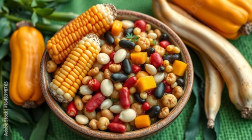 Three Sisters Stew Corn Beans Squash Vegetable Soup Indigenous Native American Traditional