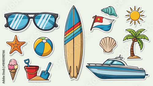 Summer Beach Vacation Objects Collection.