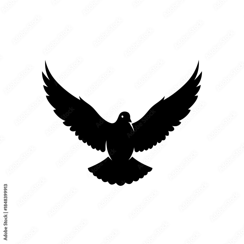Obraz premium Flying Bird Silhouette Vector Freedom Dove Symbol Isolated on White Background