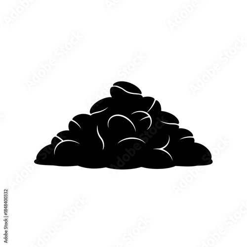 Coffee Beans Pile Silhouette Vector Roasted Bean Heap Icon Isolated on White Background