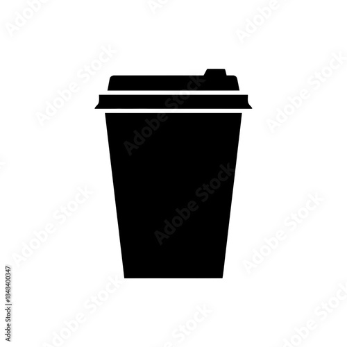 Coffee Cup Silhouette Vector Takeaway Paper Drink Icon Isolated on White Background