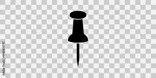 Black thumbtack silhouette on transparent background
