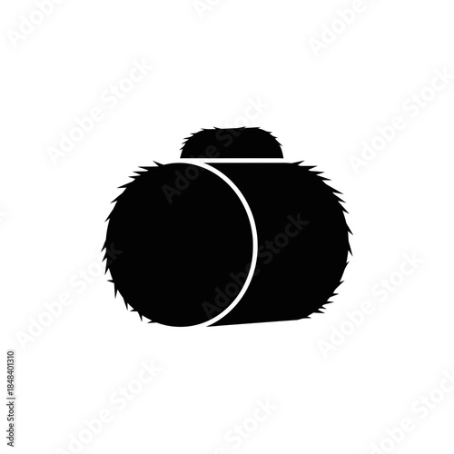 Hay Bale Silhouette Round Roll Black Vector Harvest Symbol on White Background for Farm Design