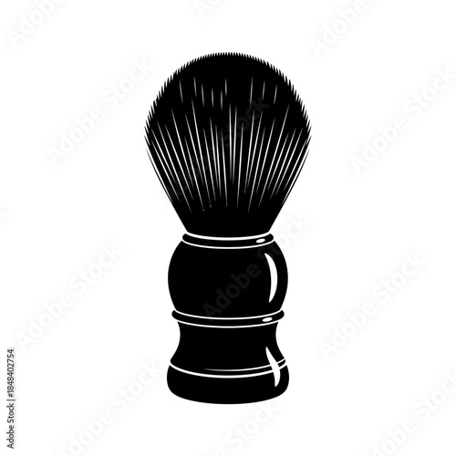 Men Shaving Brush Silhouette Vector Icon, Barber Grooming Tool Symbol for Salon and Hygiene Design