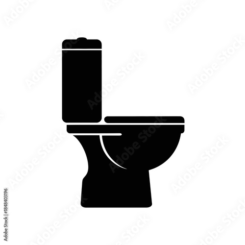 Toilet Bowl Silhouette Vector Icon, Sanitary Bathroom Fixture Symbol for Plumbing and Hygiene Design