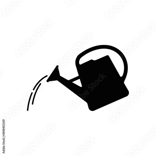 Garden Watering Can Silhouette Vector Illustration Isolated on White Background for Plant Care and Gardening Art