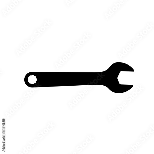 Mechanic Wrench Tool Silhouette Vector Illustration Isolated on White Background for Repair and Construction Work