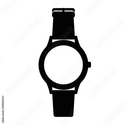 Wrist Watch Silhouette Vector Illustration Isolated on White Background for Time Management and Fashion Accessory