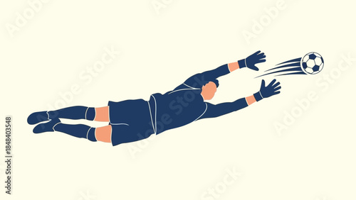 Dynamic illustration of a soccer goalkeeper diving to make a save during a game