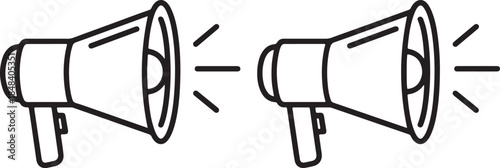 Outline Icons of Megaphones Emitting Sound loudspeaker