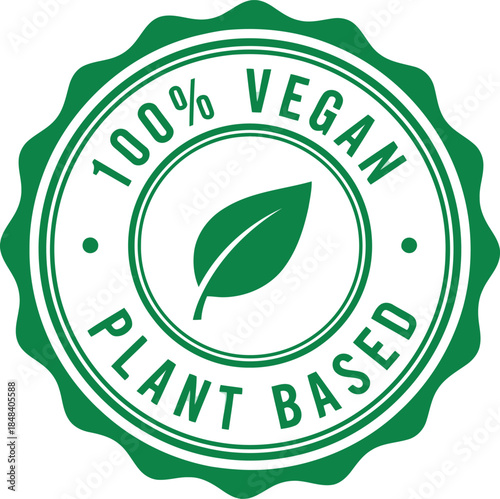 Eco-Friendly 100% Vegan Plant-Based Label Emblem for Sustainable Products and Healthy Living