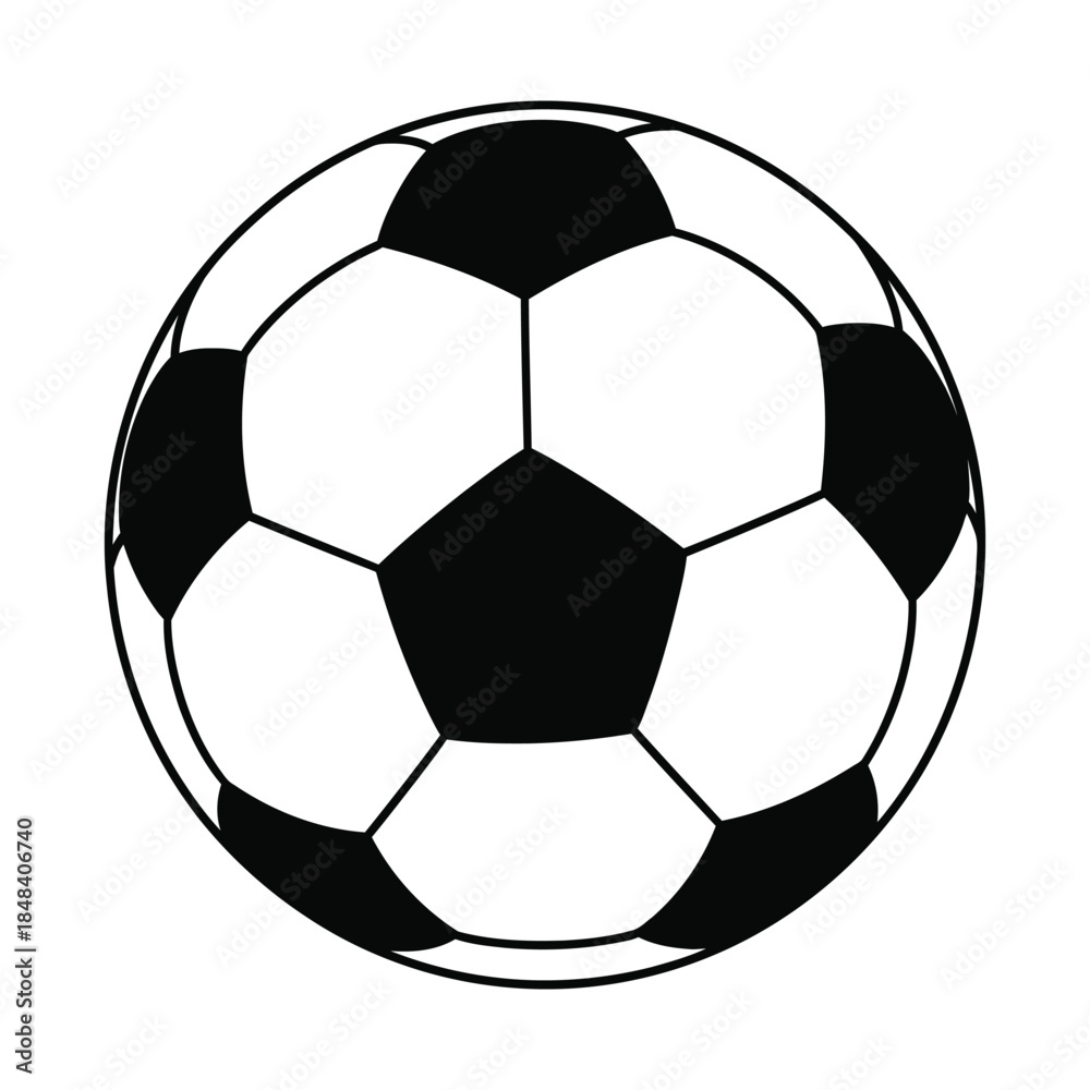 Naklejka premium Soccer ball classic pattern silhouette icon