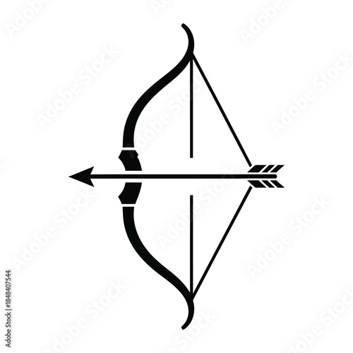 Bow with nocked arrow prepared for shooting