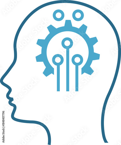 Human Brain Thinking sign, Human brain in head icon, Ai Intelligence with Brain Symbol, Digital Circuit Board, circuit board, semiconductor path, AI technology with Path, Artificial Intelligence