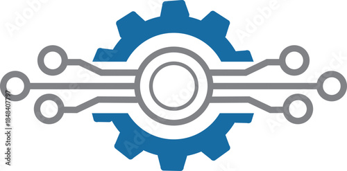 Gear technology, Artificial Intelligence, Gear processor chip Gear Symbol, Intelligence sign, innovation futuristic