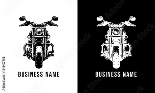 Vintage Motorcycle Front View Illustration for Business Branding.