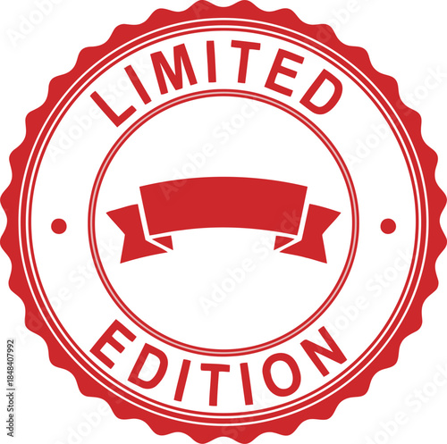 Premium Limited Edition Seal Design with Bold Red and White Color Scheme for Unique Products and Promotions