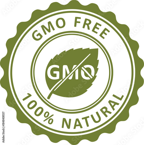 GMO Free Organic Natural Seal Emblem for Eco-Friendly Products Promotion in Green Design