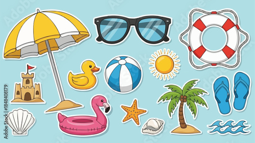 Summer Beach Vacation Fun Objects Collection.