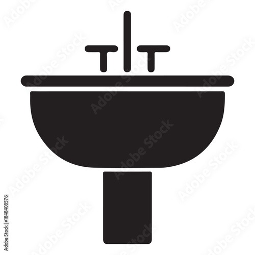  Bathroom sink icon silhouette in simple black color on white background.