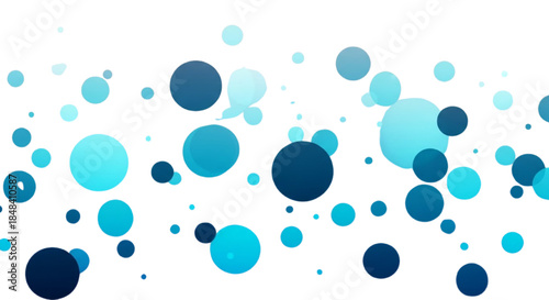 Vibrant blue circles of various sizes, gently diffusing across a bright white canvas, symbolizing lightness and motion