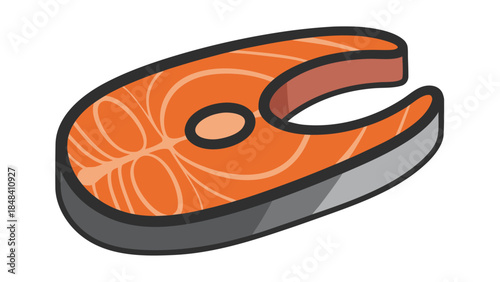 Vector Illustration of a Raw Salmon Steak