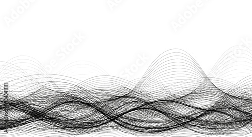 Abstract Black and White Wavy Lines Representing Sound Waves or Water Ripples