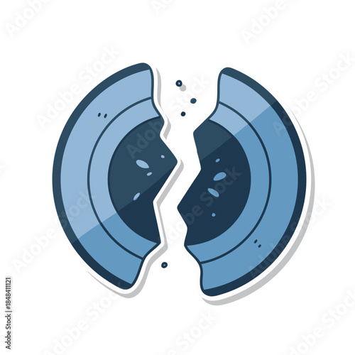 Vector Illustration of a Cracked Blue Plate