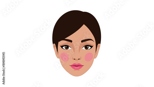 Vector Illustration of a Woman's Face with Makeup