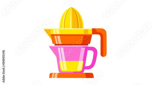 Vibrant Citrus Juicer Illustration with Pink Pitcher