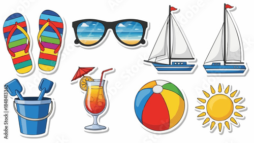 Summer Beach Vacation Objects Collection.