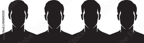 Four Male Head and Shoulder Silhouettes heads shoulders