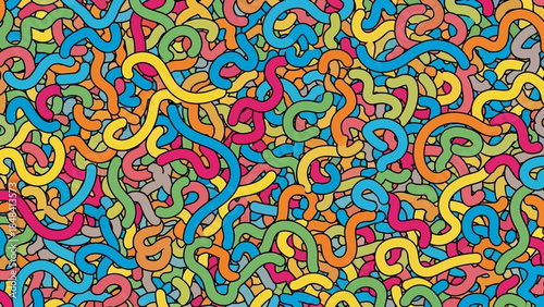 Abstract colorful, squiggly lines creating a playful and vibrant pattern perfect for playful and creative designs