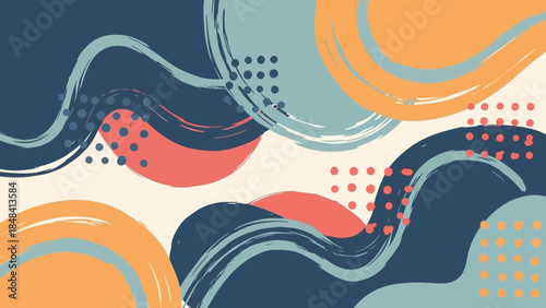 Abstract colorful organic shapes and dotted patterns creating a vibrant and dynamic background design