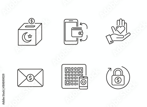 Vector icons Set of Digital Finance and Communication Icons. Vector Illustration. EPS Editable