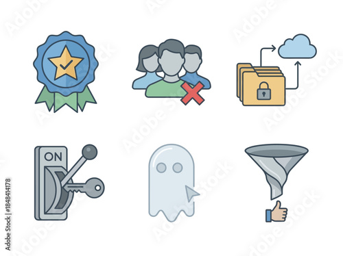 Vector icons Set of Modern Vector Icons Representing Security Privacy Cloud. Vector Illustration. EPS Editable