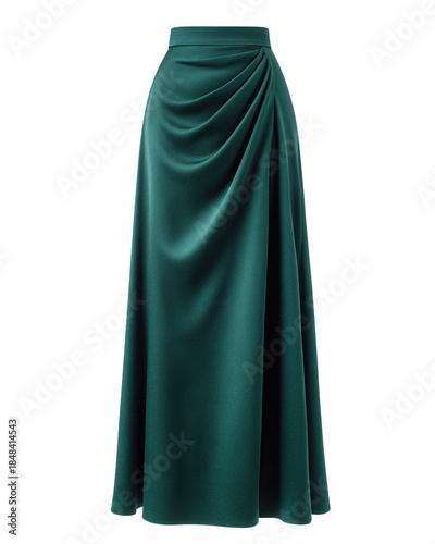 Elegant Dark Green Draped Midi Skirt for Fashion Lovers and Trendy Styles