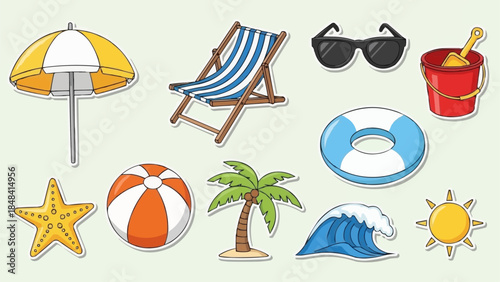 Summer Beach Vacation Objects Collection.