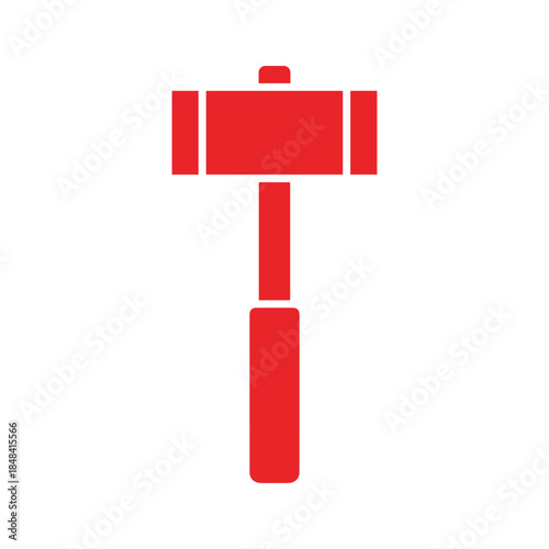 Red hammer icon on white background