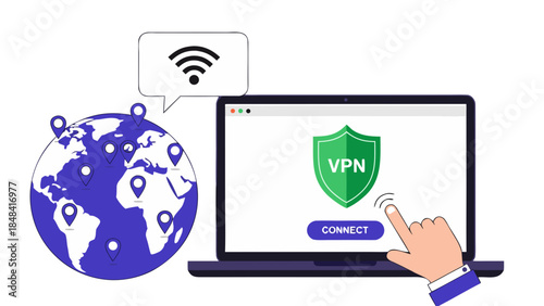 VPN Connection Illustration: Global Network Security & Online Privacy