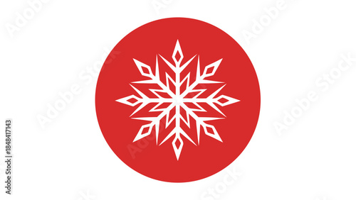 White Snowflake Icon on Red Circle Background