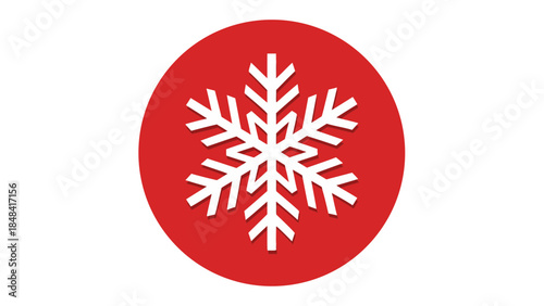 White Snowflake Icon on Red Circle Background