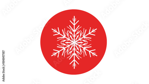 White Snowflake on Red Circle Icon
