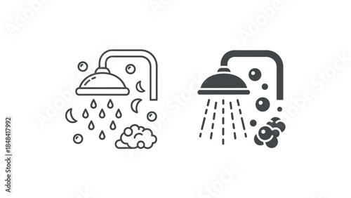 Two shower icons in line and solid glyph styles